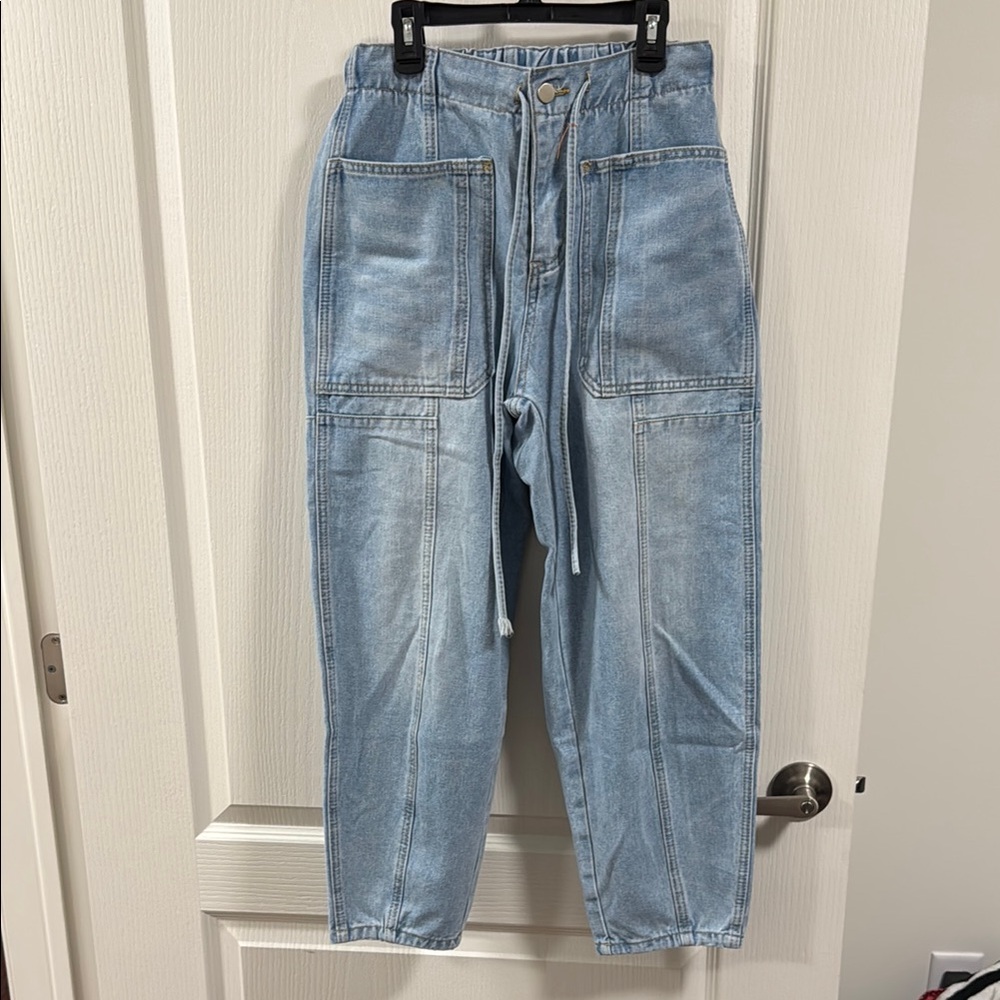 Light Blue High-Waisted Denim Pants